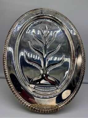 Vintage Wm Rogers 810 Silverplate Tree of Life Footed Meat Platter